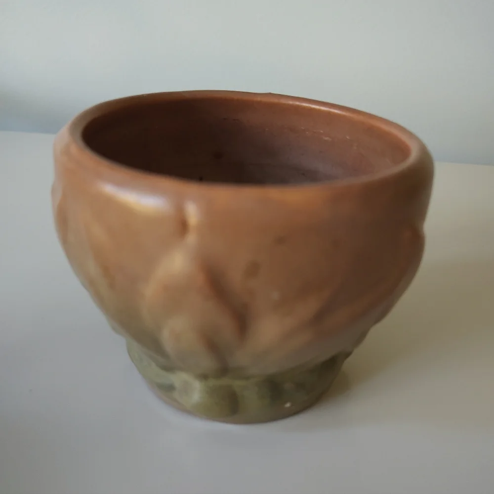 McCoy Pottery Vintage Leaves And Berries Matte Vase Brown Green